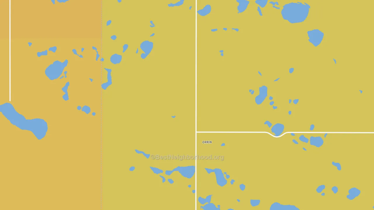 Map of the best neighborhoods in the Orrin area, with better matches in green and worse matches in red