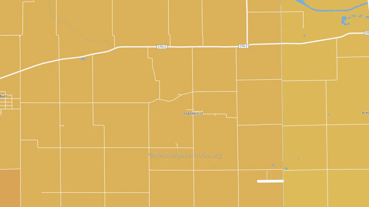 Map of the best neighborhoods in the Osbernville area, with better matches in green and worse matches in red