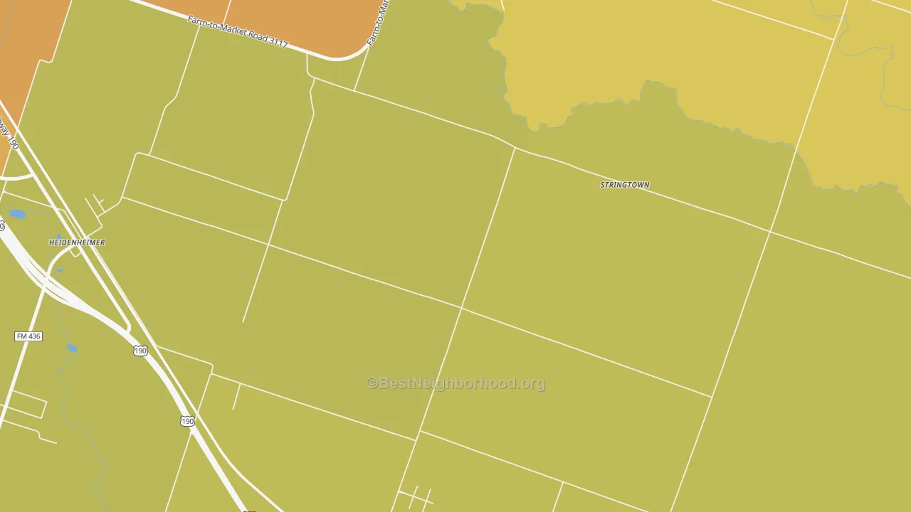 Map of the best neighborhoods in the Oscar area, with better matches in green and worse matches in red