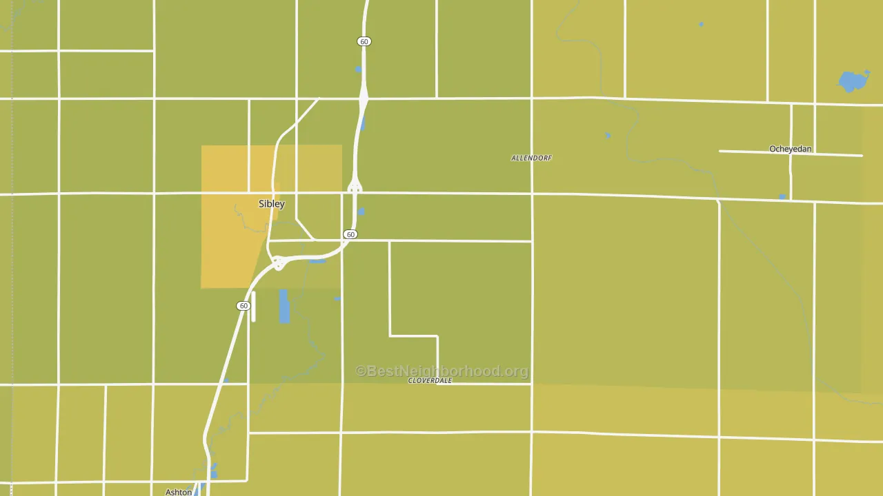 Map of the best neighborhoods in the Osceola County area, with better matches in green and worse matches in red