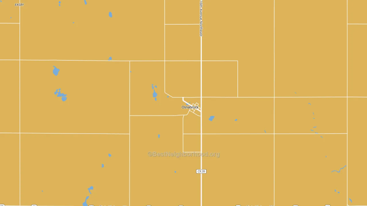 Map of the best neighborhoods in the Osnabrock area, with better matches in green and worse matches in red