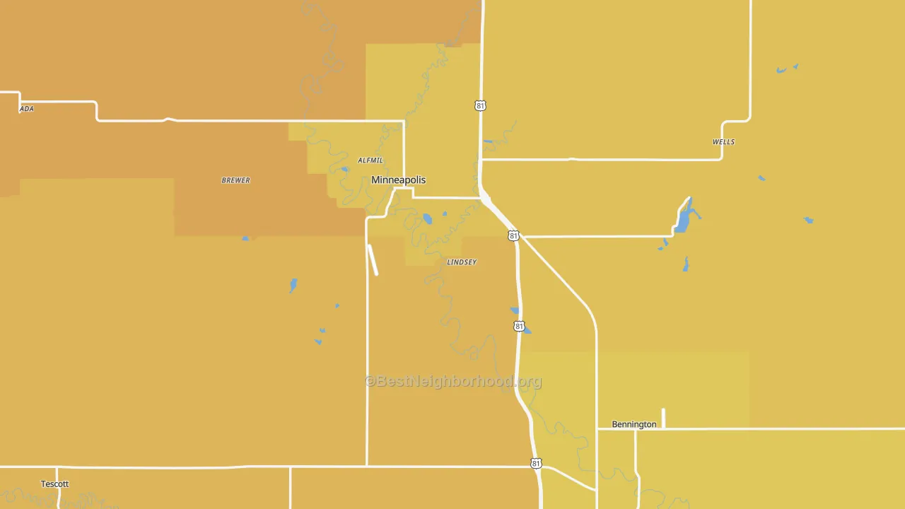 Map of the best neighborhoods in the Ottawa County area, with better matches in green and worse matches in red