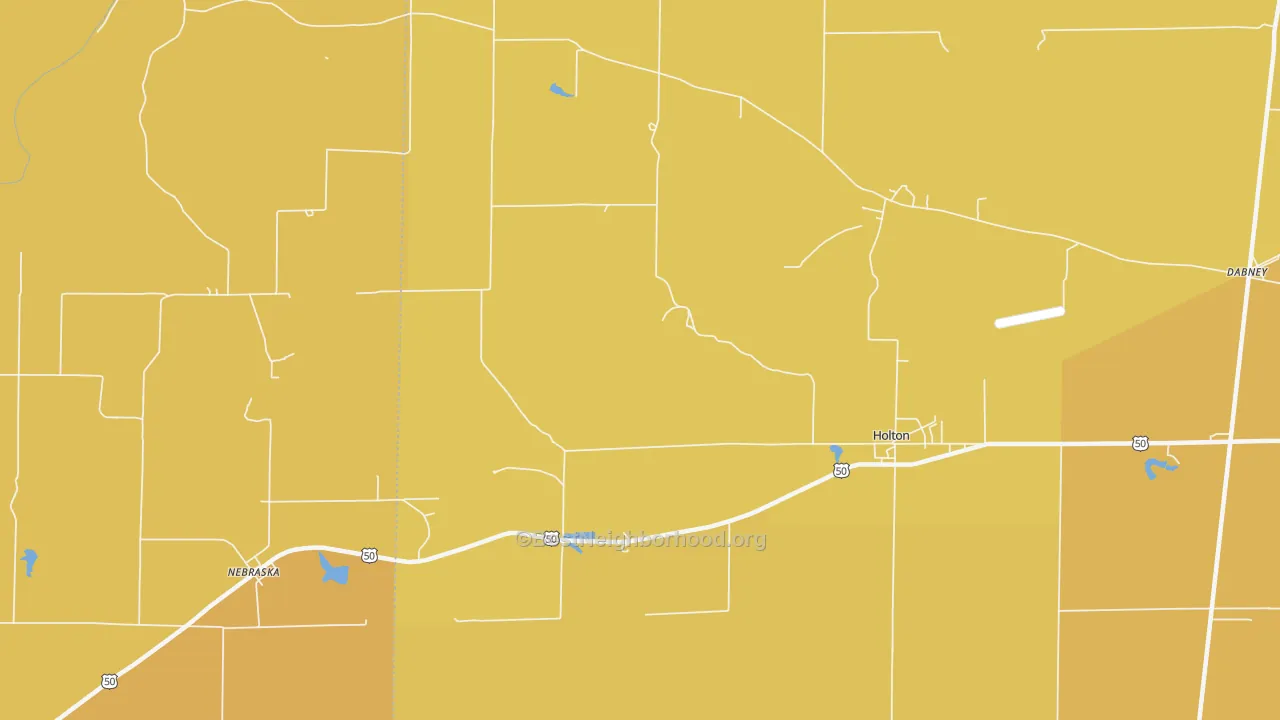 Map of the best neighborhoods in the Otter Village area, with better matches in green and worse matches in red