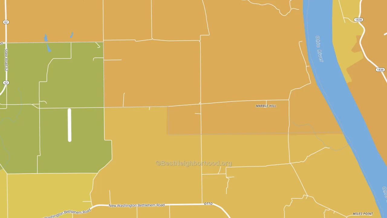 Map of the best neighborhoods in the Otto area, with better matches in green and worse matches in red