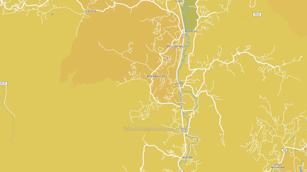 Map of the best neighborhoods in the Otto area, with better matches in green and worse matches in red