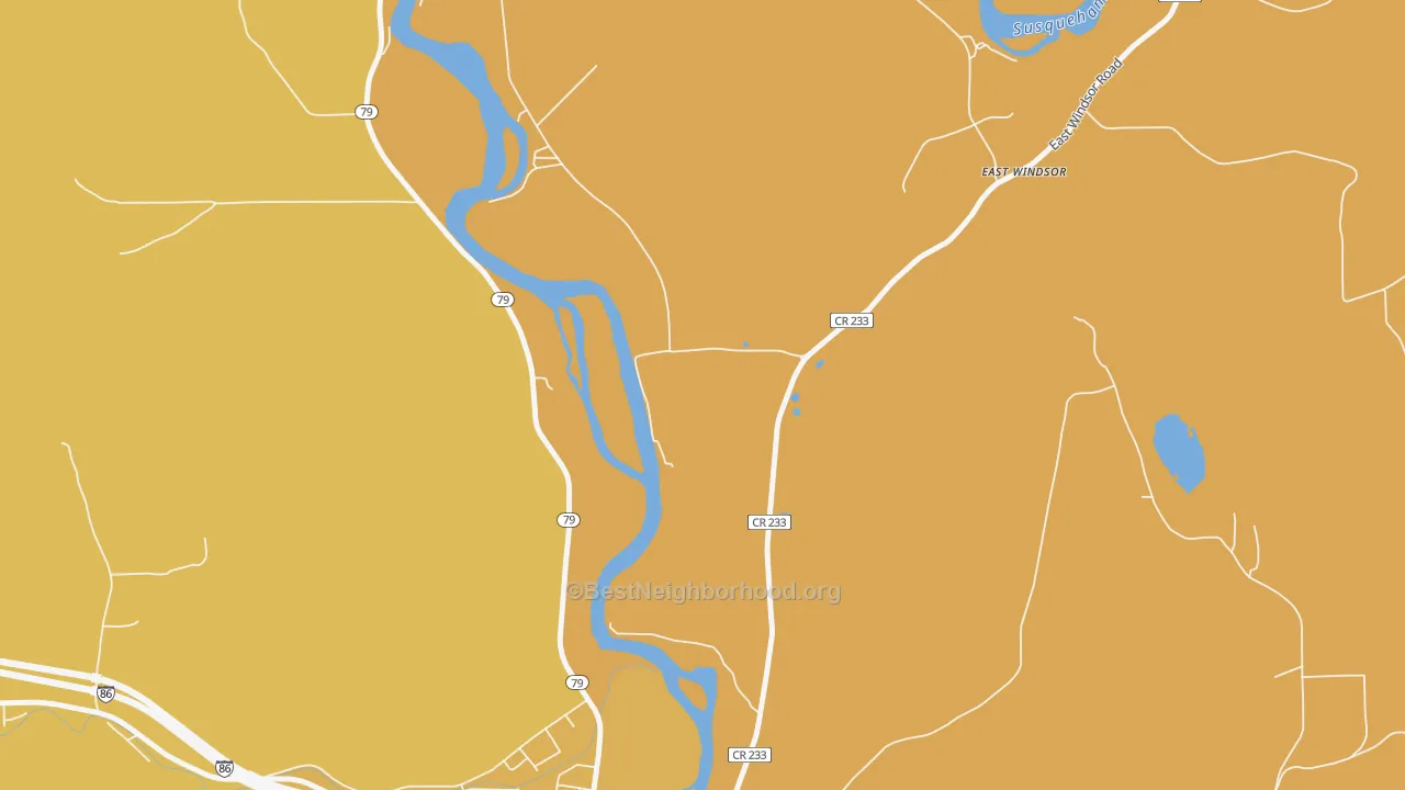 Map of the best neighborhoods in the Ouaquaga area, with better matches in green and worse matches in red