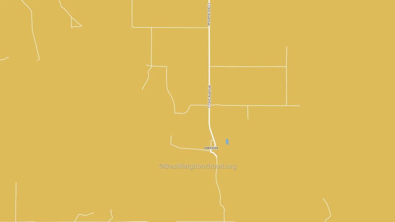 Map of the best neighborhoods in the Owanka area, with better matches in green and worse matches in red