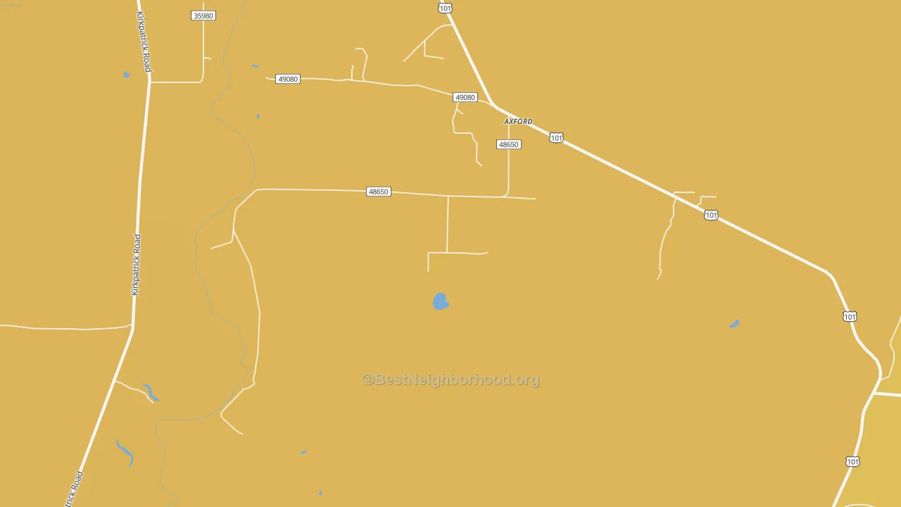 Map of the best neighborhoods in the Oyhut area, with better matches in green and worse matches in red