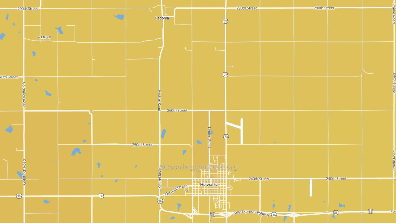 Map of the best neighborhoods in the Padonia area, with better matches in green and worse matches in red