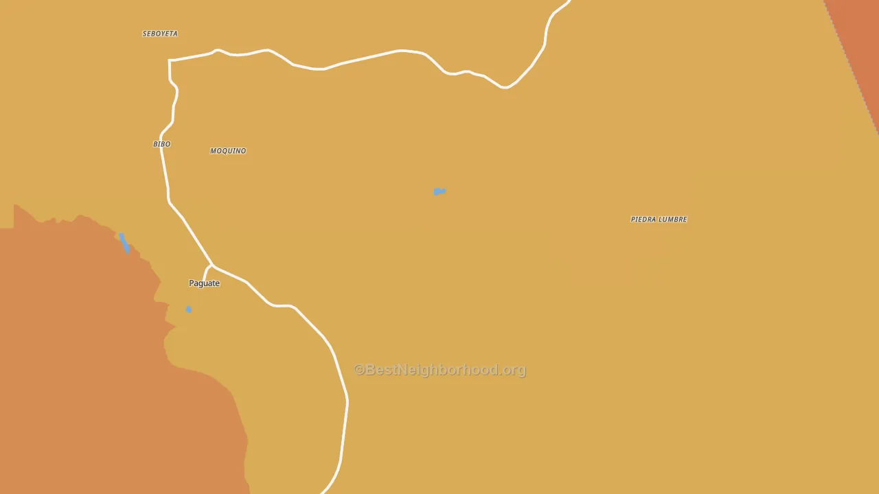 Map of the best neighborhoods in the Paguate area, with better matches in green and worse matches in red