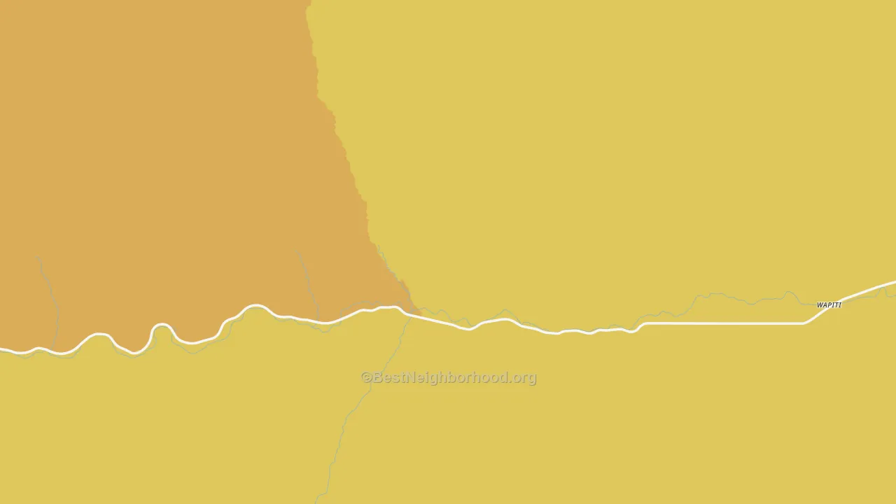 Map of the best neighborhoods in the Pahaska Tepee area, with better matches in green and worse matches in red