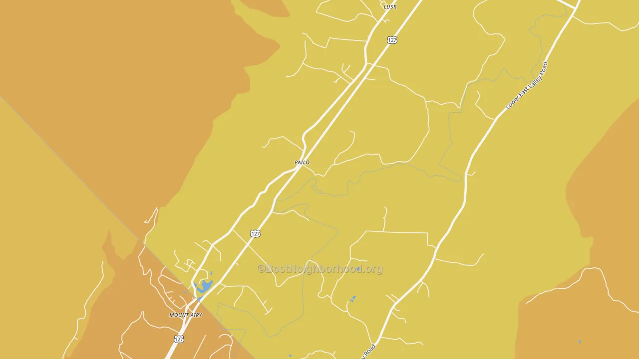 Map of the best neighborhoods in the Pailo area, with better matches in green and worse matches in red