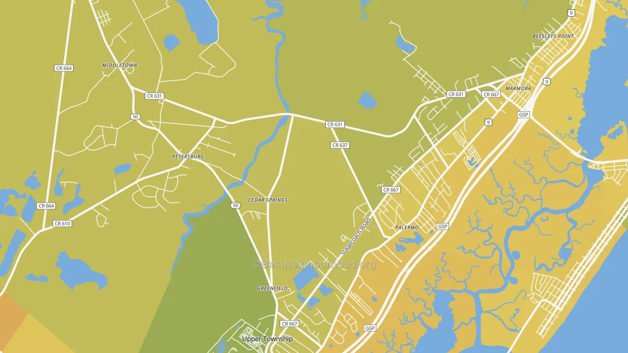 Map of the best neighborhoods in the Palermo area, with better matches in green and worse matches in red