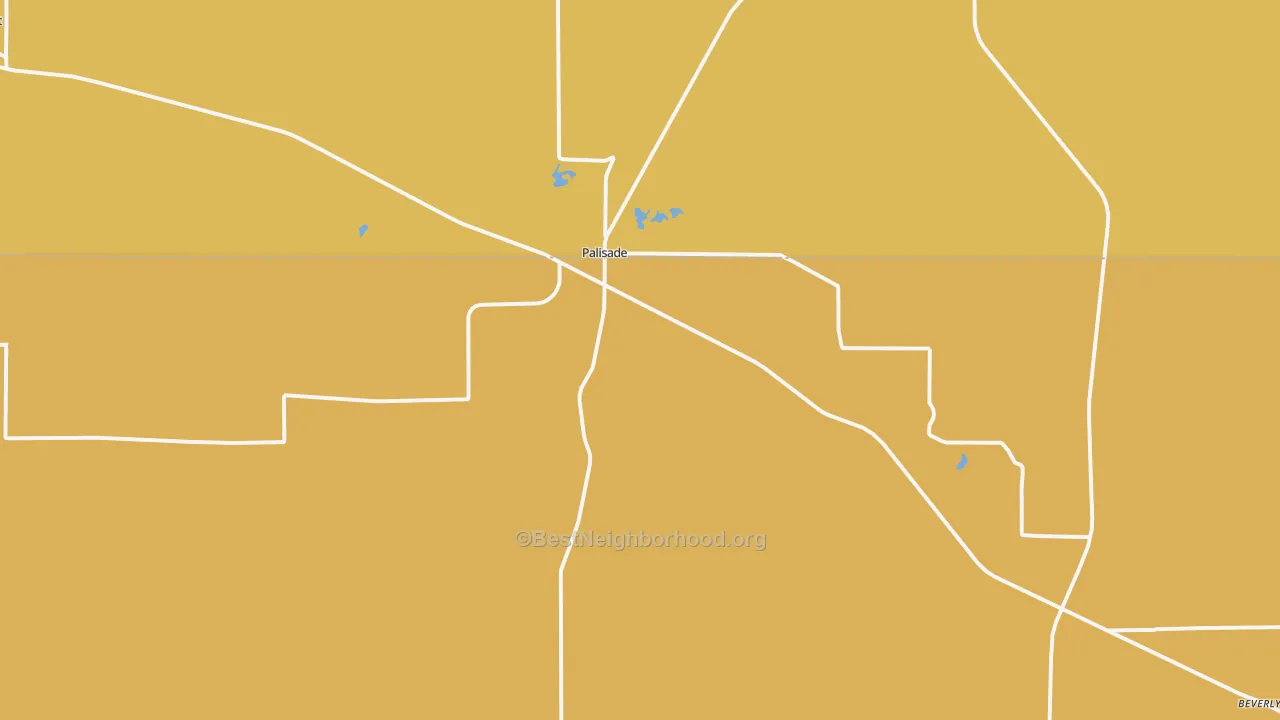 Map of the best neighborhoods in the Palisade area, with better matches in green and worse matches in red