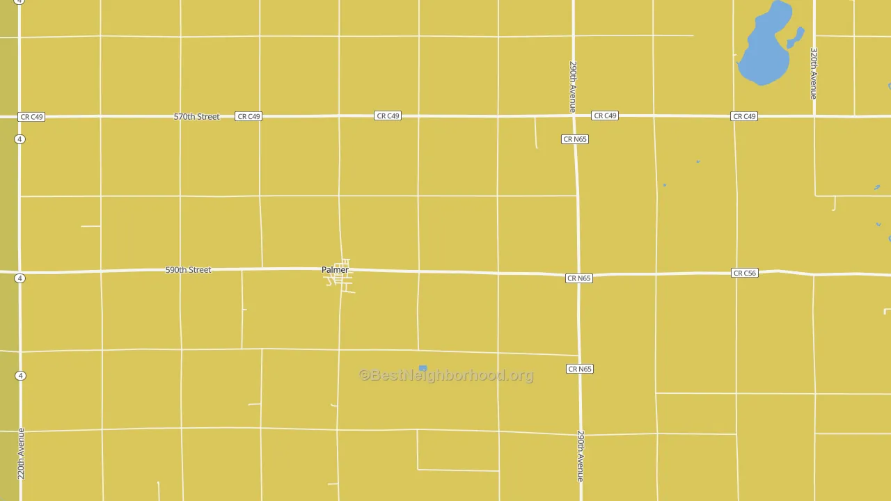 Map of the best neighborhoods in the Palmer area, with better matches in green and worse matches in red
