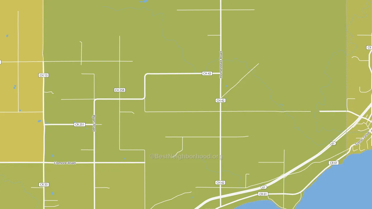 Map of the best neighborhoods in the Palmers area, with better matches in green and worse matches in red