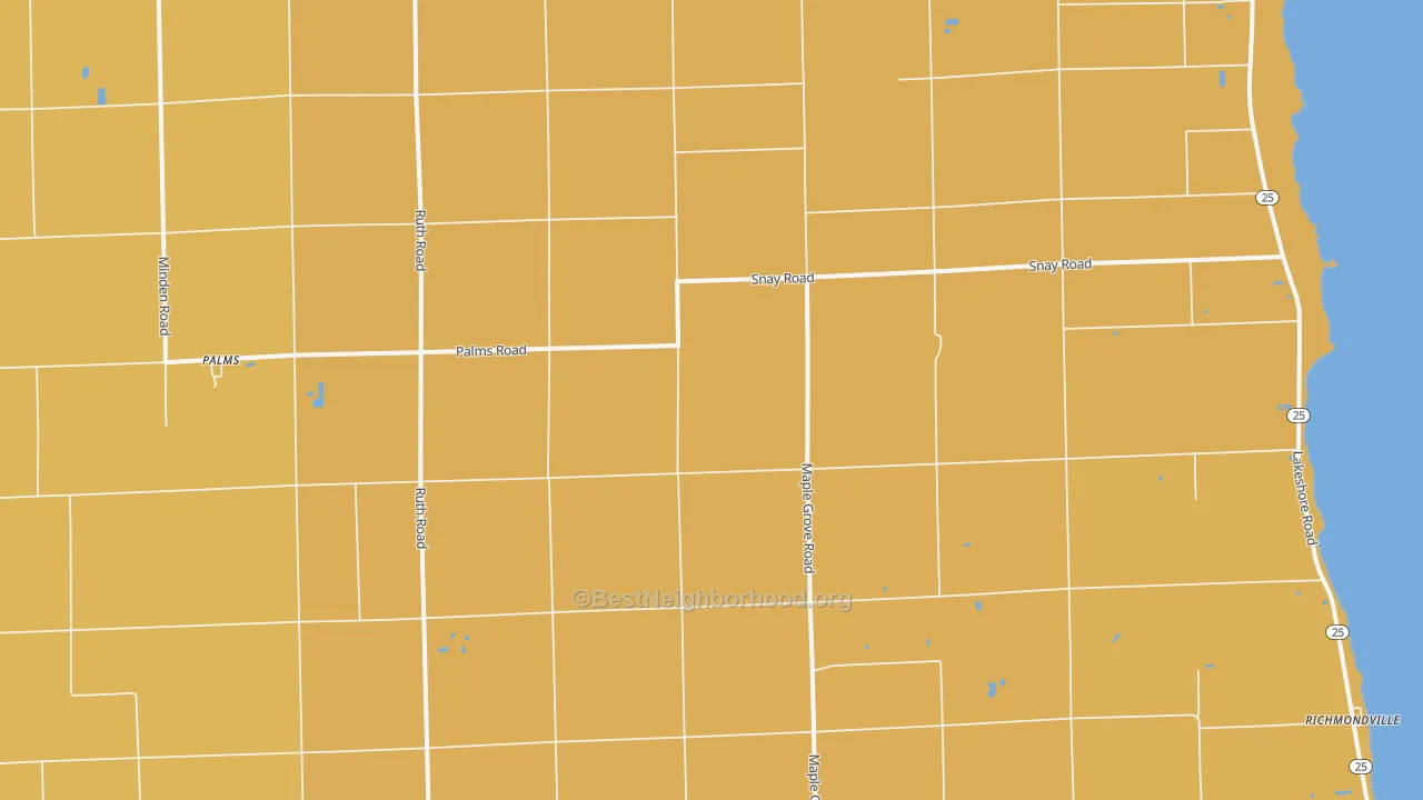 Map of the best neighborhoods in the Palms area, with better matches in green and worse matches in red