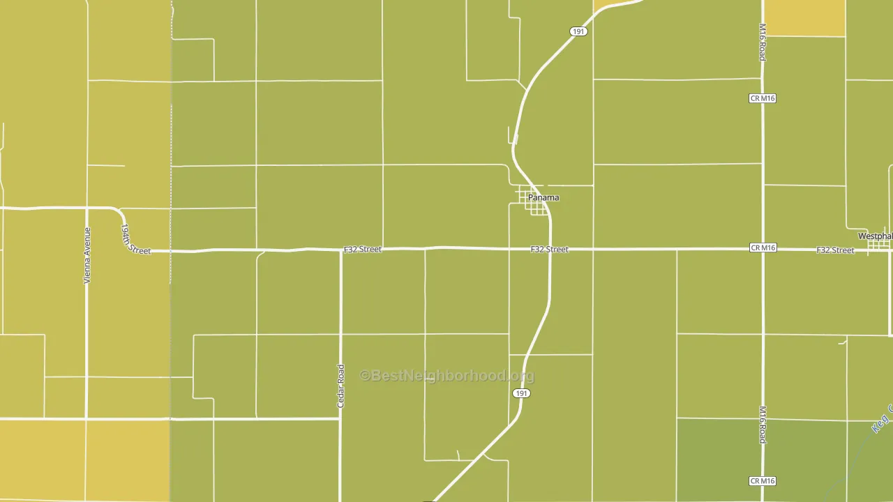 Map of the best neighborhoods in the Panama area, with better matches in green and worse matches in red