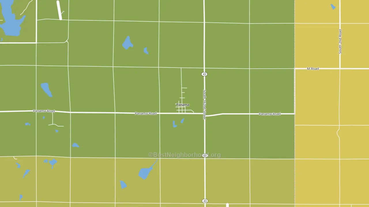 Map of the best neighborhoods in the Panama area, with better matches in green and worse matches in red