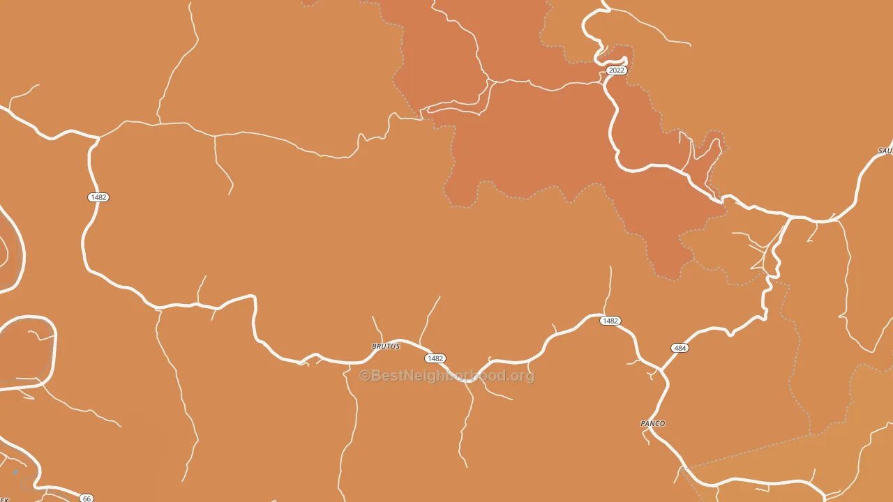 Map of the best neighborhoods in the Panco area, with better matches in green and worse matches in red