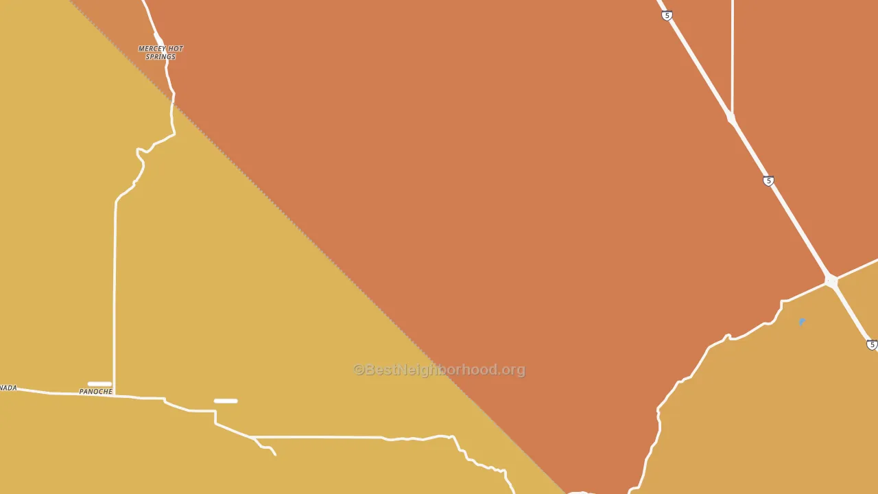 Map of the best neighborhoods in the Panoche area, with better matches in green and worse matches in red