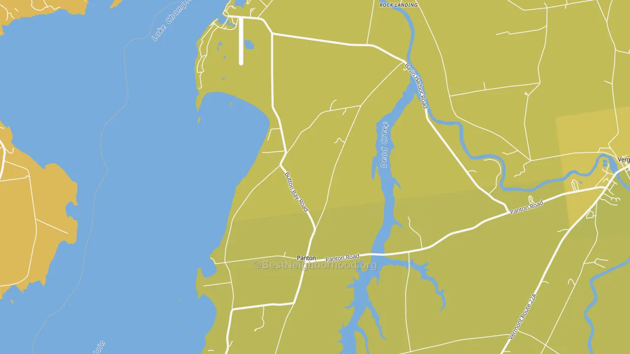 Map of the best neighborhoods in the Panton area, with better matches in green and worse matches in red