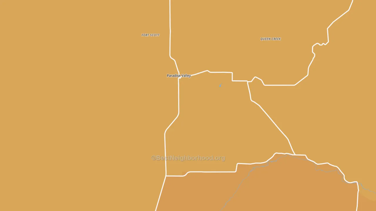 Map of the best neighborhoods in the Paradise Valley area, with better matches in green and worse matches in red