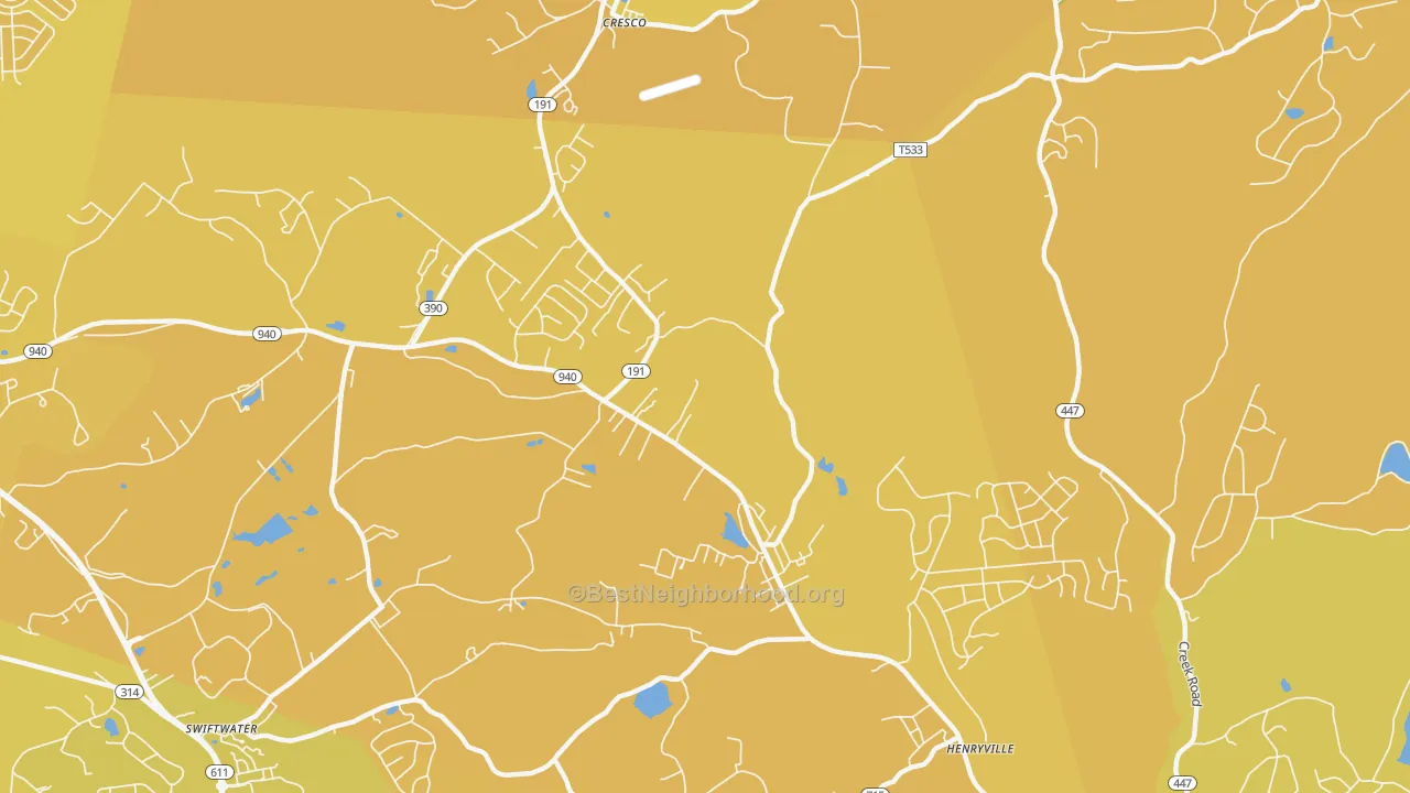 Map of the best neighborhoods in the Paradise Valley area, with better matches in green and worse matches in red