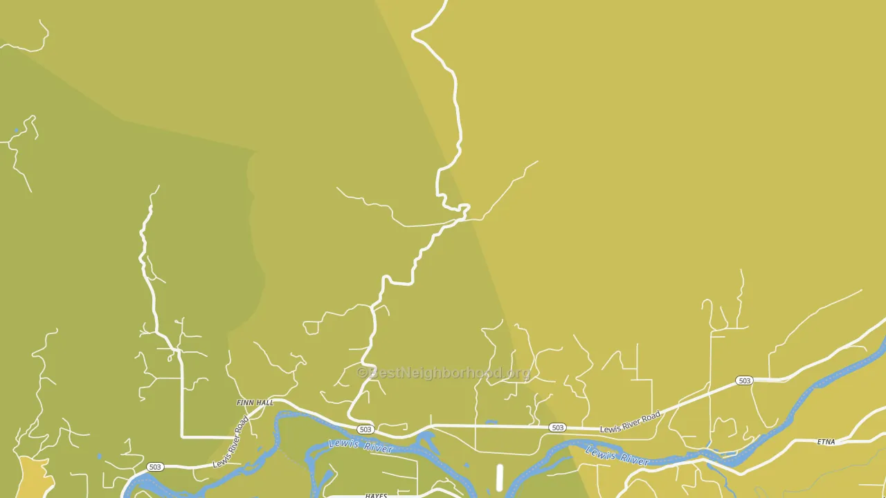 Map of the best neighborhoods in the Paradise area, with better matches in green and worse matches in red