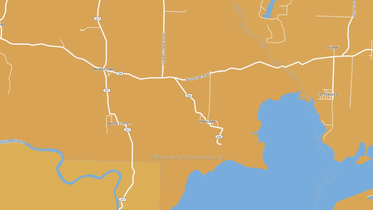 Map of the best neighborhoods in the Paraloma area, with better matches in green and worse matches in red