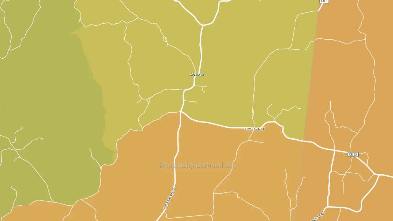 Map of the best neighborhoods in the Parham area, with better matches in green and worse matches in red
