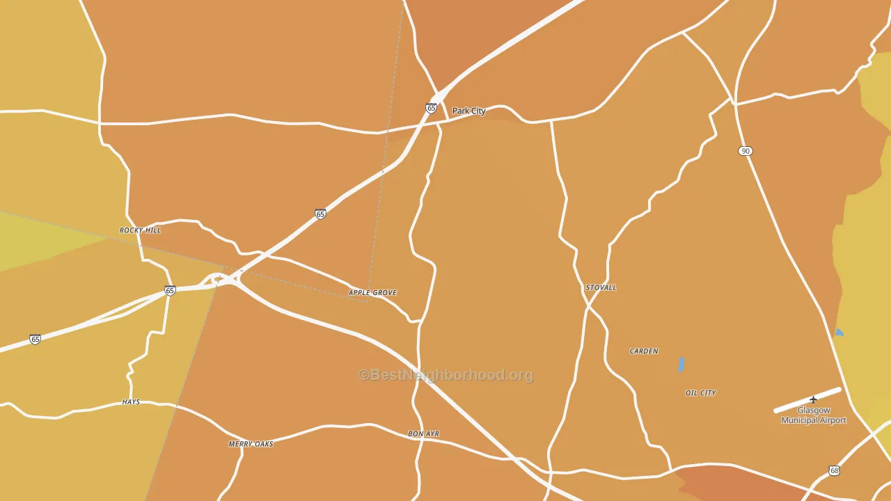 Map of the best neighborhoods in the Park City area, with better matches in green and worse matches in red