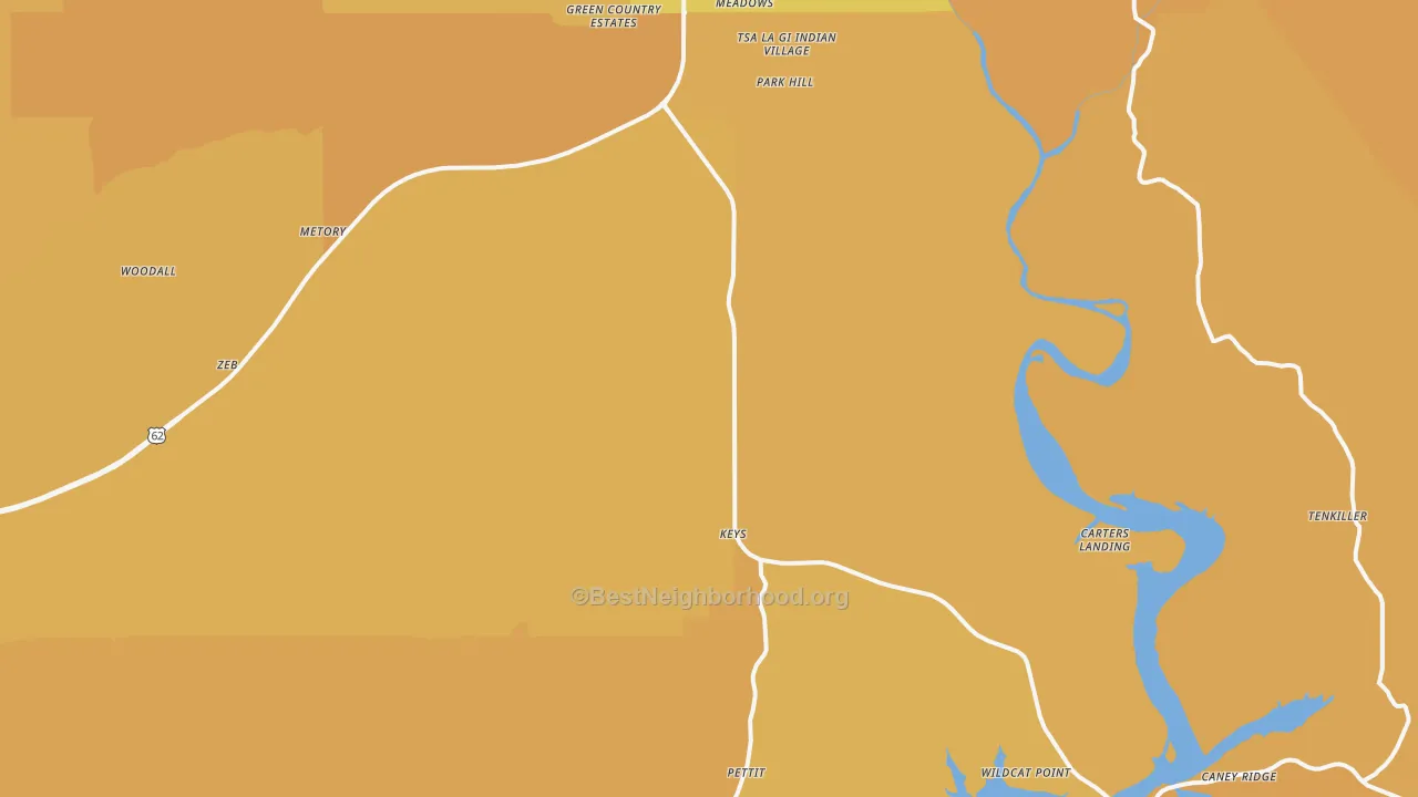 Map of the best neighborhoods in the Park Hill area, with better matches in green and worse matches in red