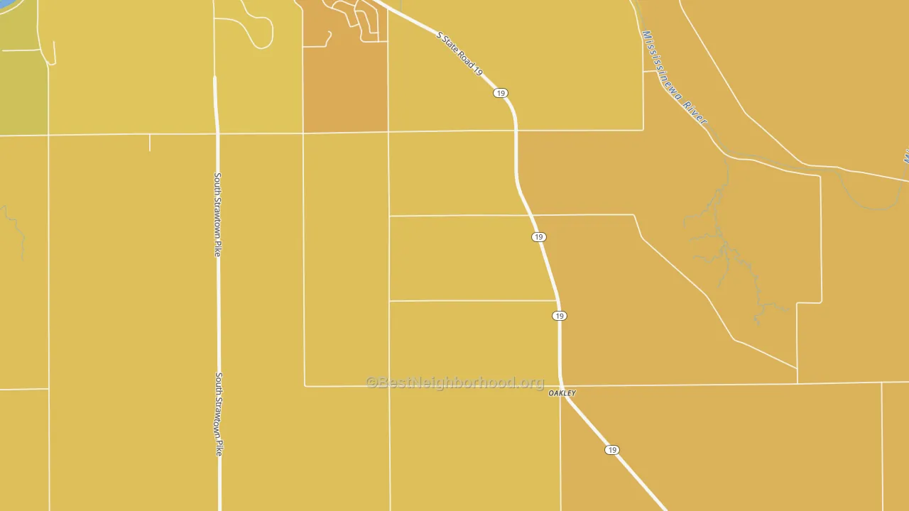 Map of the best neighborhoods in the Park View Heights area, with better matches in green and worse matches in red