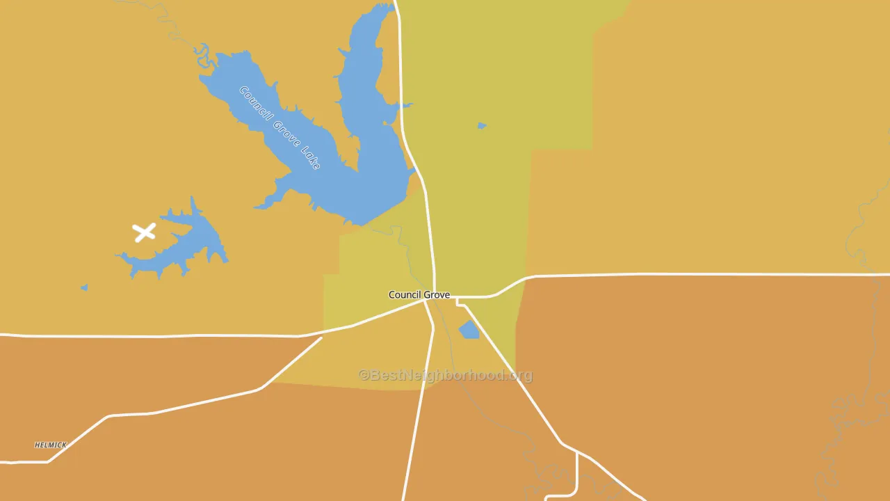 Map of the best neighborhoods in the Parkerville area, with better matches in green and worse matches in red