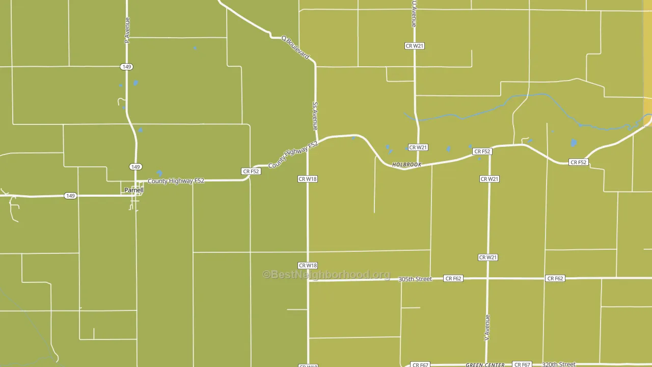 Map of the best neighborhoods in the Parnell area, with better matches in green and worse matches in red