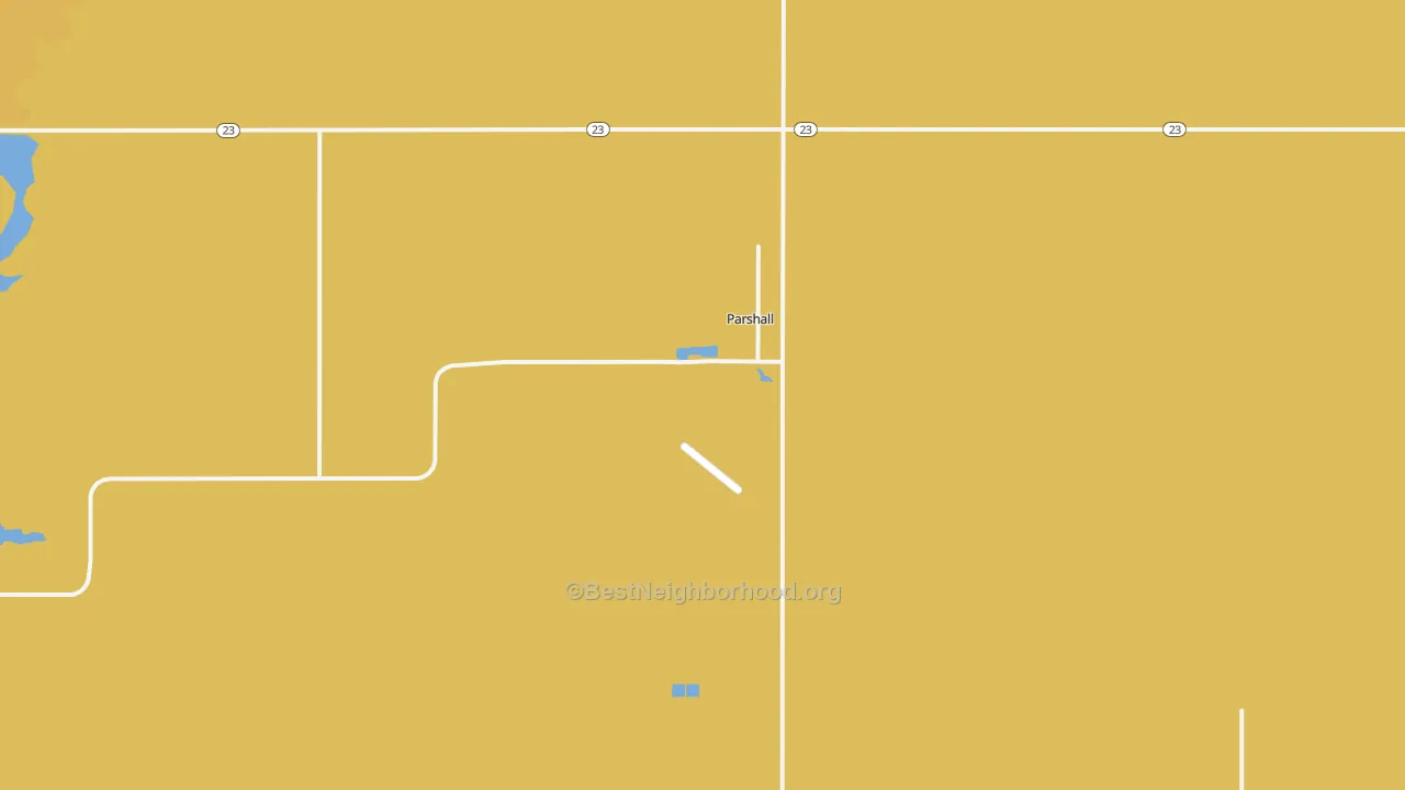 Map of the best neighborhoods in the Parshall area, with better matches in green and worse matches in red
