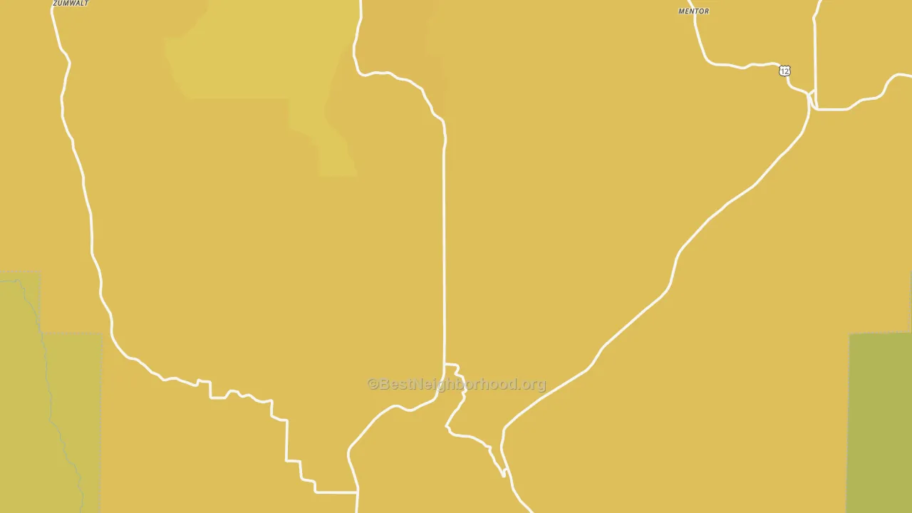 Map of the best neighborhoods in the Pataha area, with better matches in green and worse matches in red