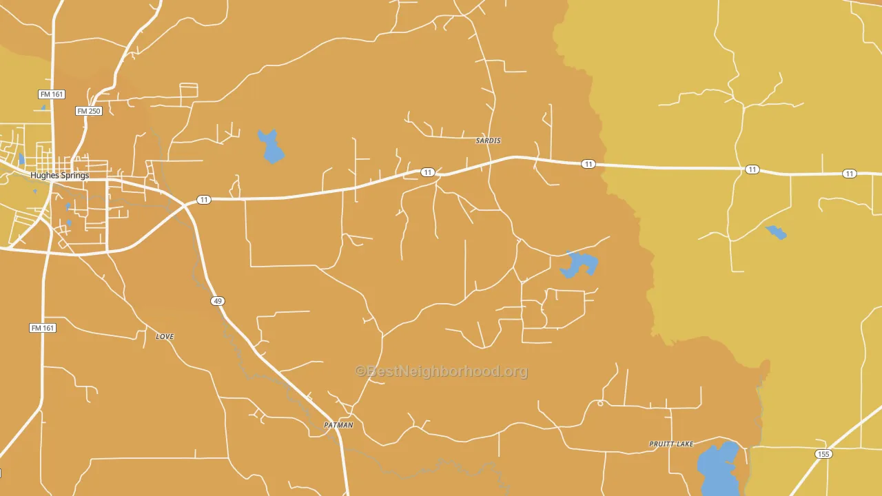 Map of the best neighborhoods in the Patman area, with better matches in green and worse matches in red