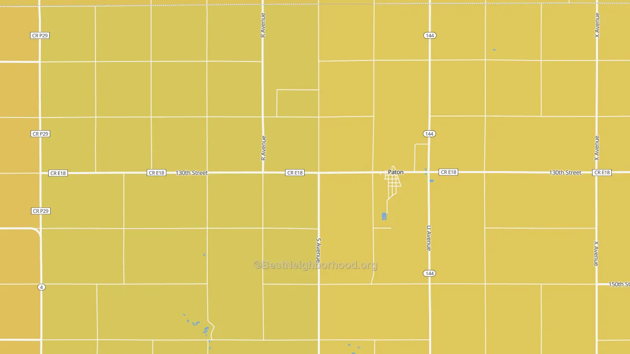 Map of the best neighborhoods in the Paton area, with better matches in green and worse matches in red