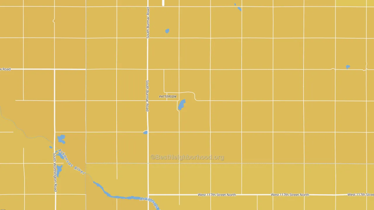 Map of the best neighborhoods in the Patterson area, with better matches in green and worse matches in red