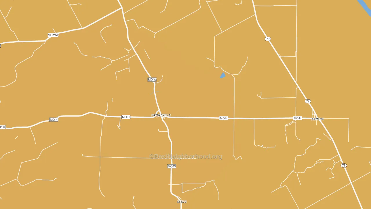 Map of the best neighborhoods in the Paynesville area, with better matches in green and worse matches in red