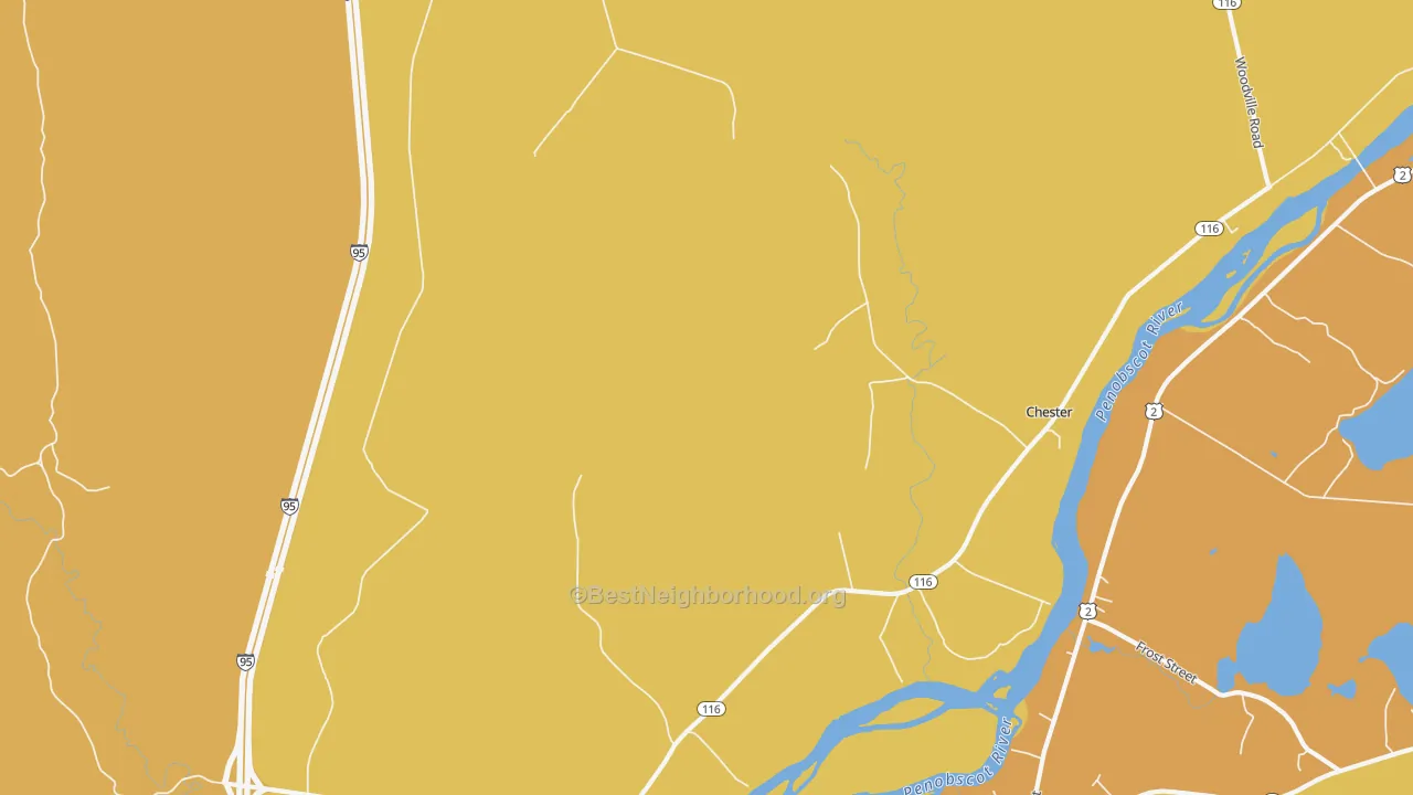 Map of the best neighborhoods in the Pea Ridge area, with better matches in green and worse matches in red