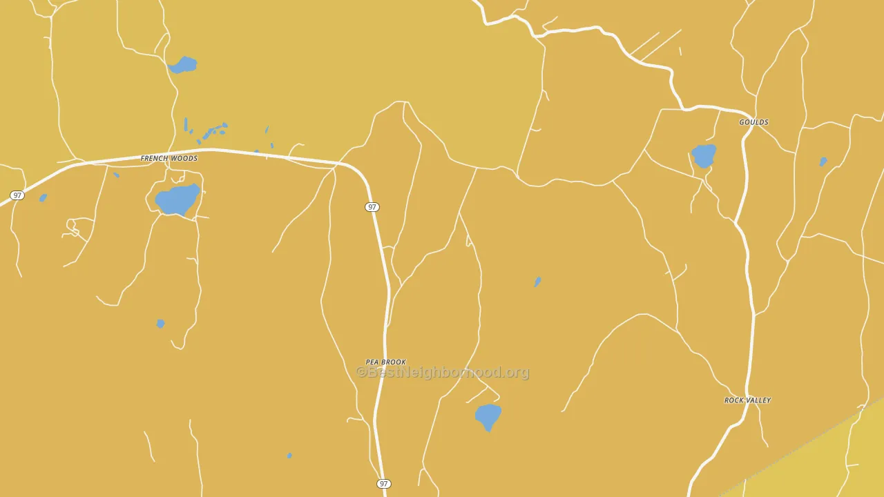 Map of the best neighborhoods in the Peabrook area, with better matches in green and worse matches in red