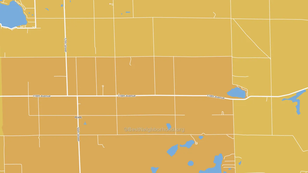 Map of the best neighborhoods in the Pearl area, with better matches in green and worse matches in red