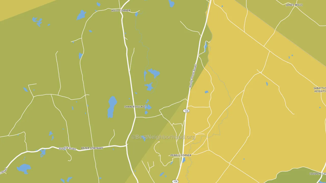 Map of the best neighborhoods in the Pearls Corner area, with better matches in green and worse matches in red