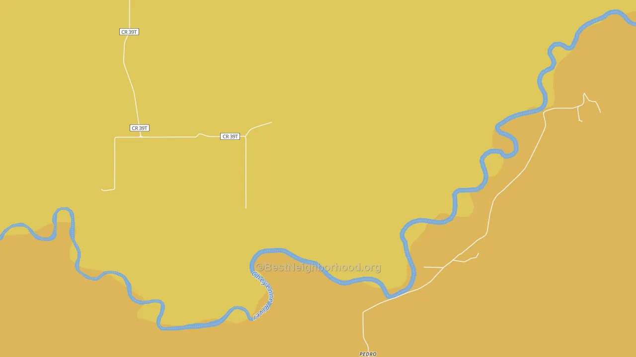 Map of the best neighborhoods in the Pedro area, with better matches in green and worse matches in red