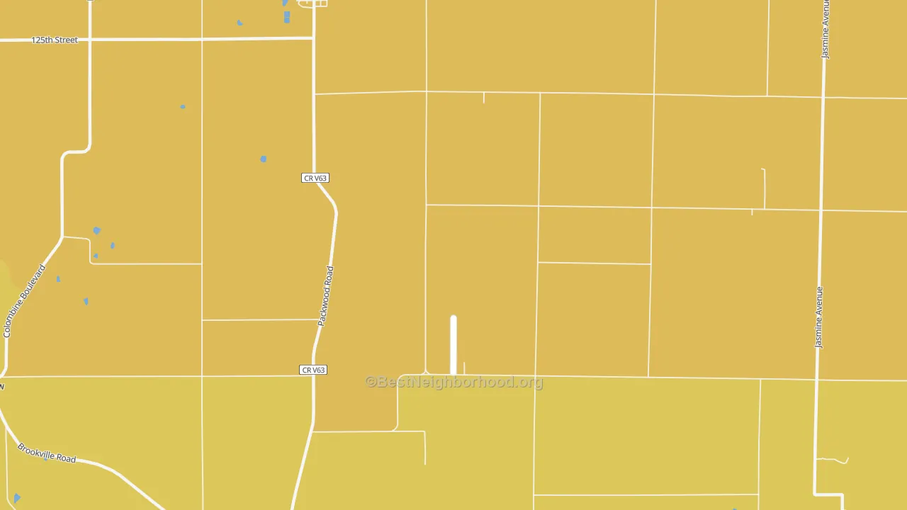 Map of the best neighborhoods in the Pekin area, with better matches in green and worse matches in red