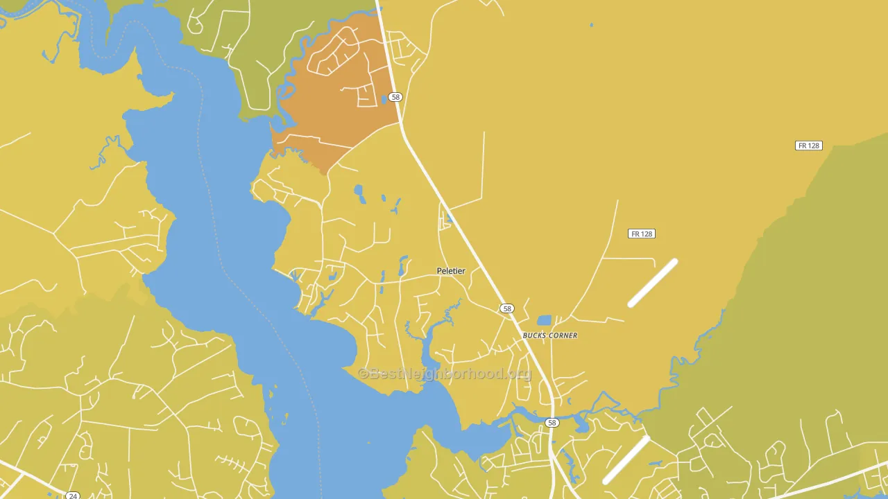 Map of the best neighborhoods in the Peletier area, with better matches in green and worse matches in red