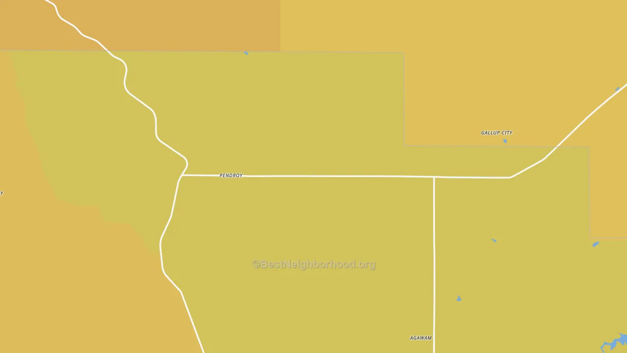 Map of the best neighborhoods in the Pendroy area, with better matches in green and worse matches in red